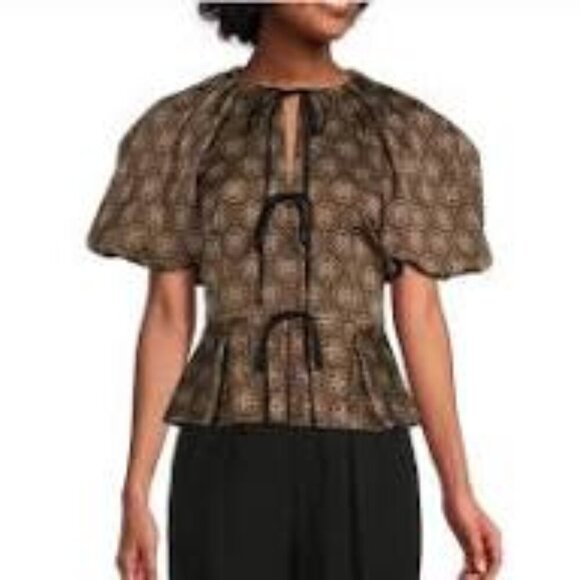 ANTONIO MELANI Tops - NWTAntonio Melani x Courtney Grow Delphine Medallion Printed  Ruffle Hem Blouse